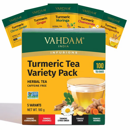 100x 180g Tea Bags Vahdam Turmeric Tea Pack Herbal Wellness Healthy Herbal Tea