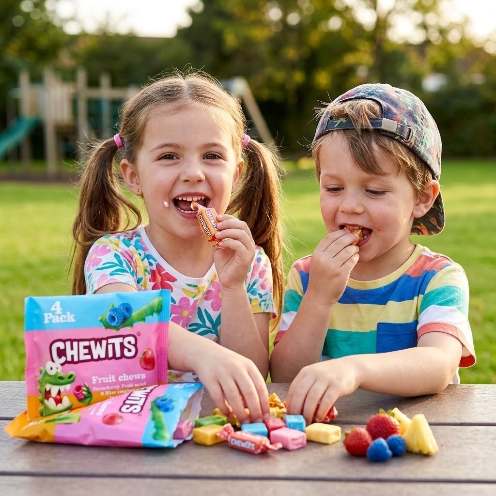 13 x 4pk Chewits Fruit Chews  - Strawberry Fruit Salad Blue Raspberry Sweets