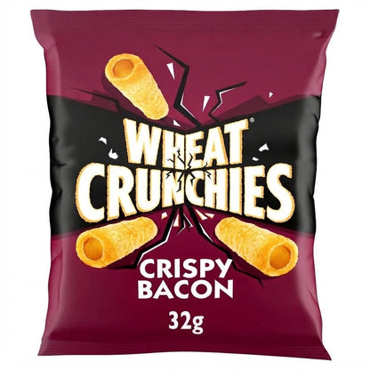 32g x 30 Pack Wheat Crunchies Crispy Bacon Flavour Snacks Wheaty Tubes Bulk Box