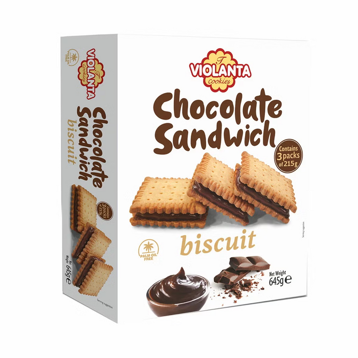 645g Violanta Chocolate Sandwich Biscuits Greek Cream Filled Cookies
