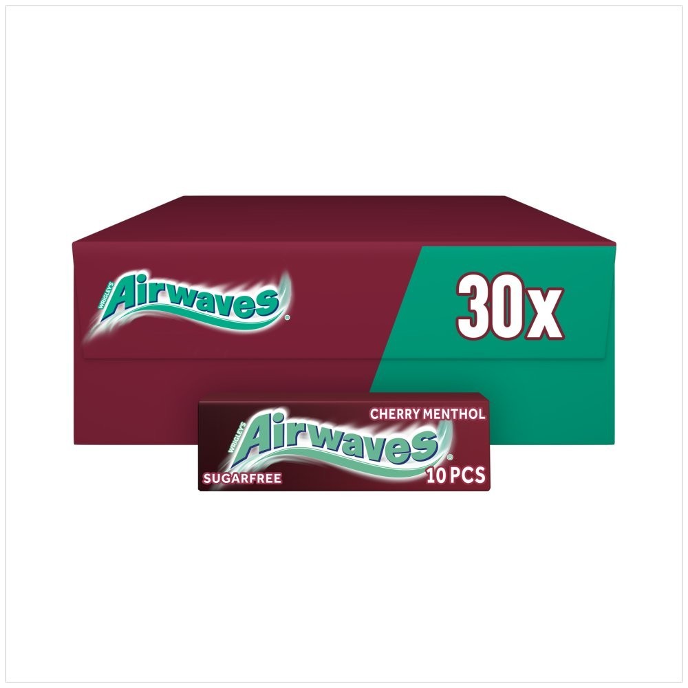 Airwaves Cherry Menthol Sugar Free Chewing Gum Packs 10 Pcs Pocket Size - Bulk