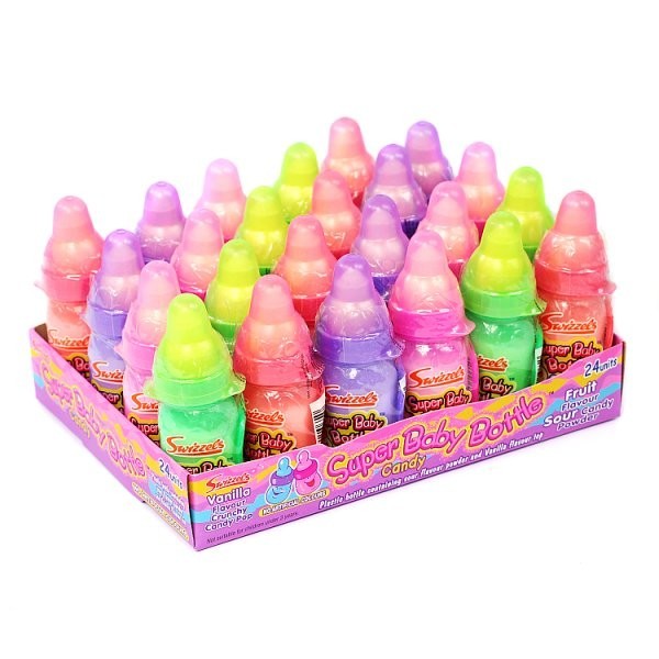 24 x 23g Swizzels Super Baby Bottle Sour Fruit Powder & Vanilla Candy Sweets Fun