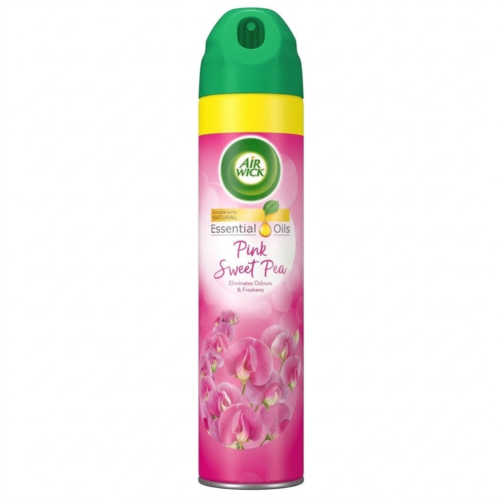 6 x Air Wick Aerosol Spray Pink Sweet Pea Floral Room Freshener Odour Neutralise
