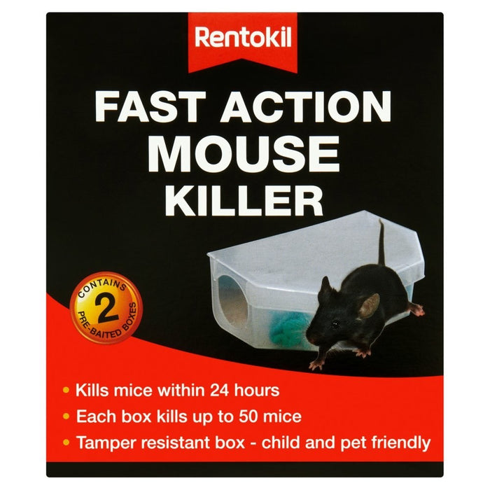 Pack of 1 & 6 Rentokil Fast Action Mouse Killer Bait Boxes Pest Control