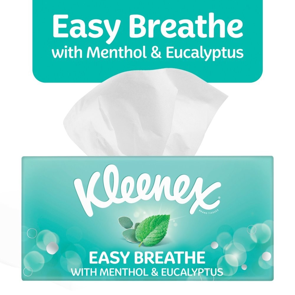 12 Pack Kleenex Easy Breathe Tissues Menthol Scented Cube Box 3-Ply 672 Total