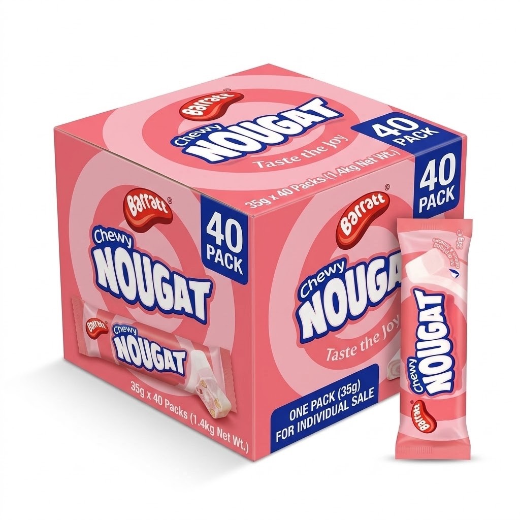 35g x 40 Barratt Chewy Nougat Bar Pack Bulk Wholesale Retro Sweet Candy