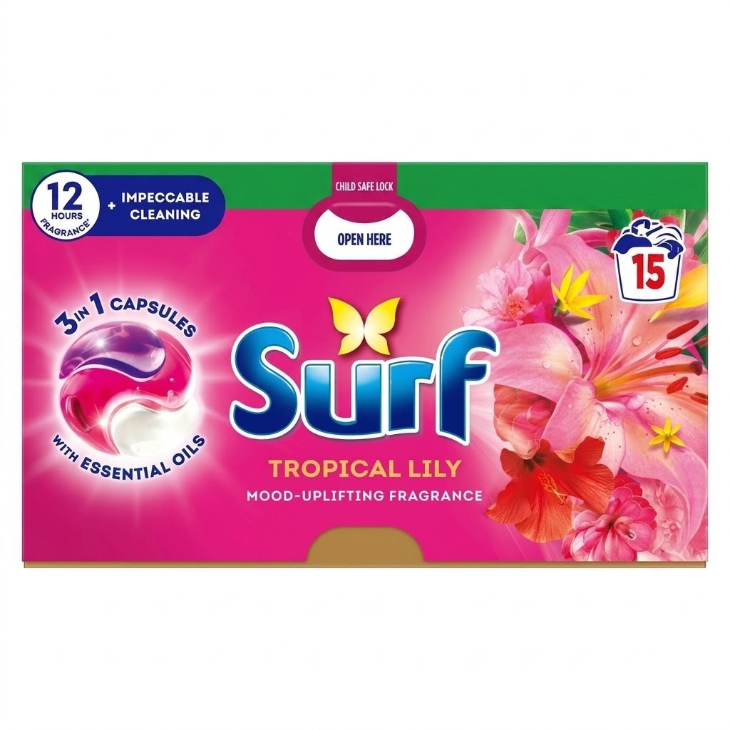 4x 15 Wash (60 Washes) Surf 3in1 Tropical Lily Laundry Detergent Capsules Bulk