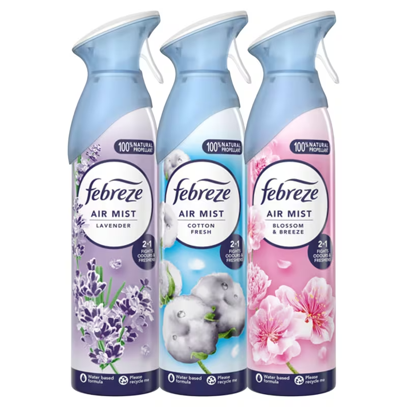 Febreze Air Freshener Room Spray 185ml x 8 Pack Odour Eliminator Aerosol Freshen
