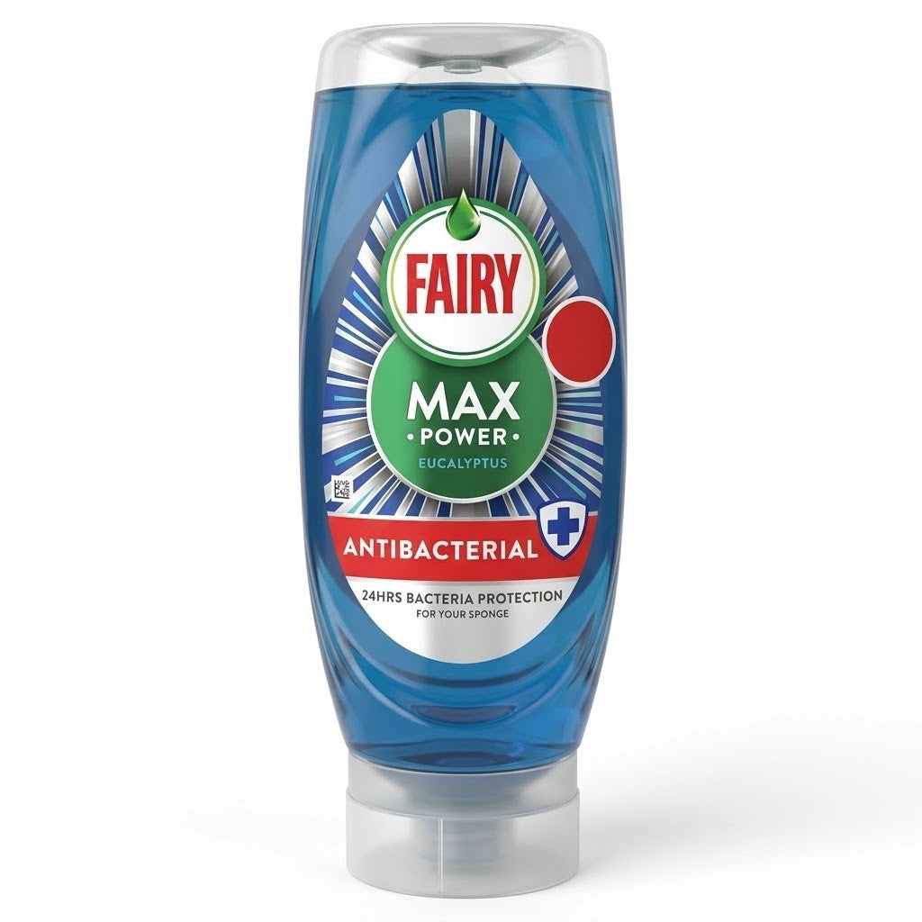 450ml x 8 Fairy Max Power Wul Washing Up Liquid Antibacterial Eucalyptus - Bulk