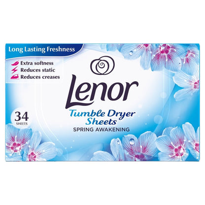 34 Sheets x 6 Lenor Fabric Tumble Dryer Sheets Spring Awakening