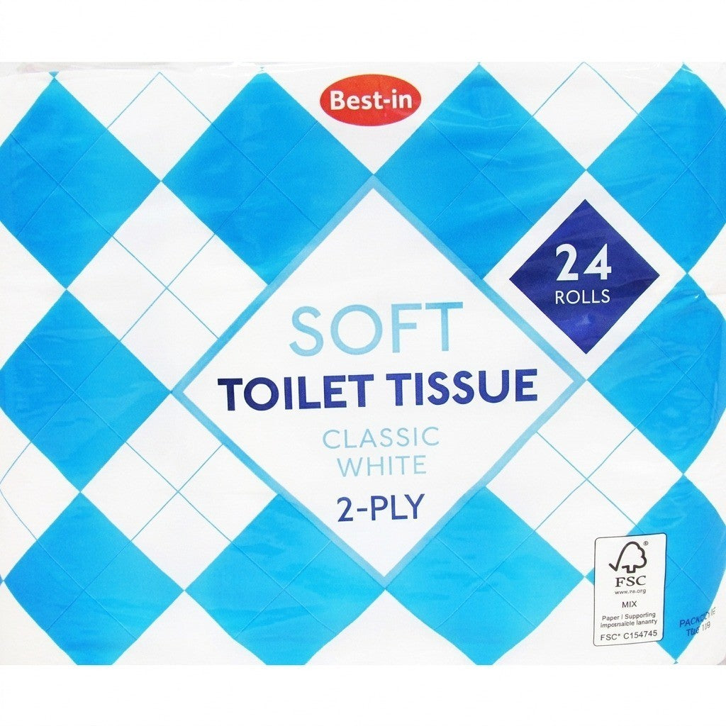 Bestin Soft White Toilet Tissue 2 Ply Bulk Toilet Rolls Pack 4 18 24