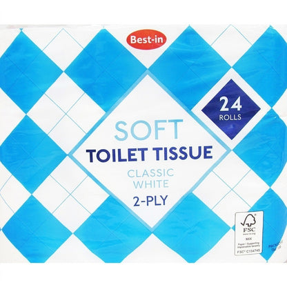 Bestin Soft White Toilet Tissue 2 Ply Bulk Toilet Rolls Pack 4 18 24