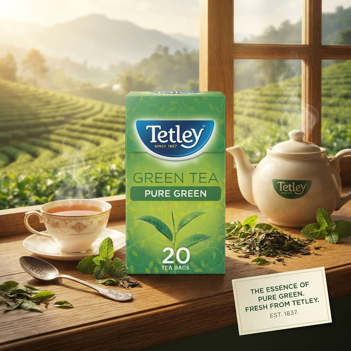 20s (40g) 4 Pack (Total 80 Bags) Tetley Pure Green Tea Bags Refreshing