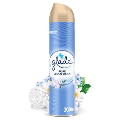 12 x 300ml Glade Aerosol Air Freshener Pure Clean Linen Bulk Pack Spray Value