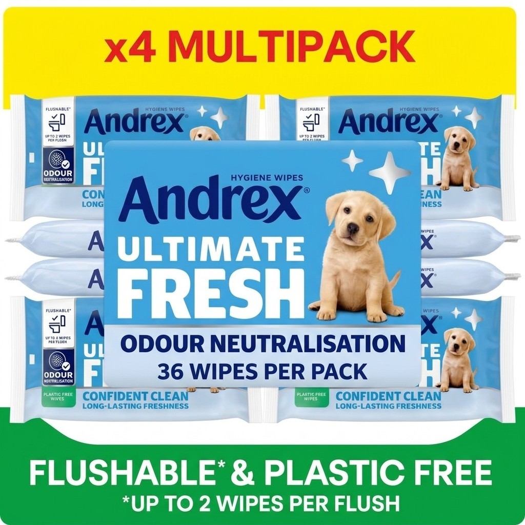 36s Andrex Ultimate Fresh Moist Toilet Tissue Wipes Odour Control Flushable Bulk