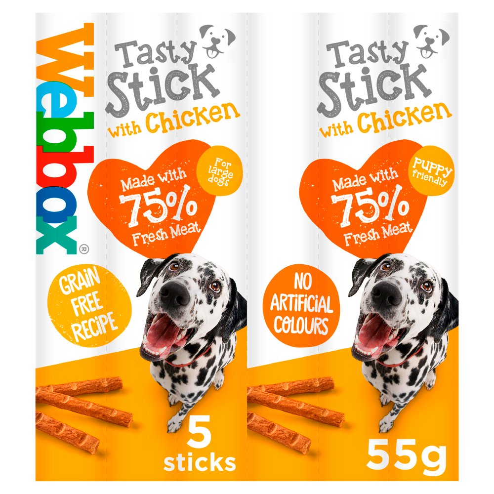 Webbox Tasty Sticks Dog Treats 55g x 18 | Chicken & Beef | High Meat