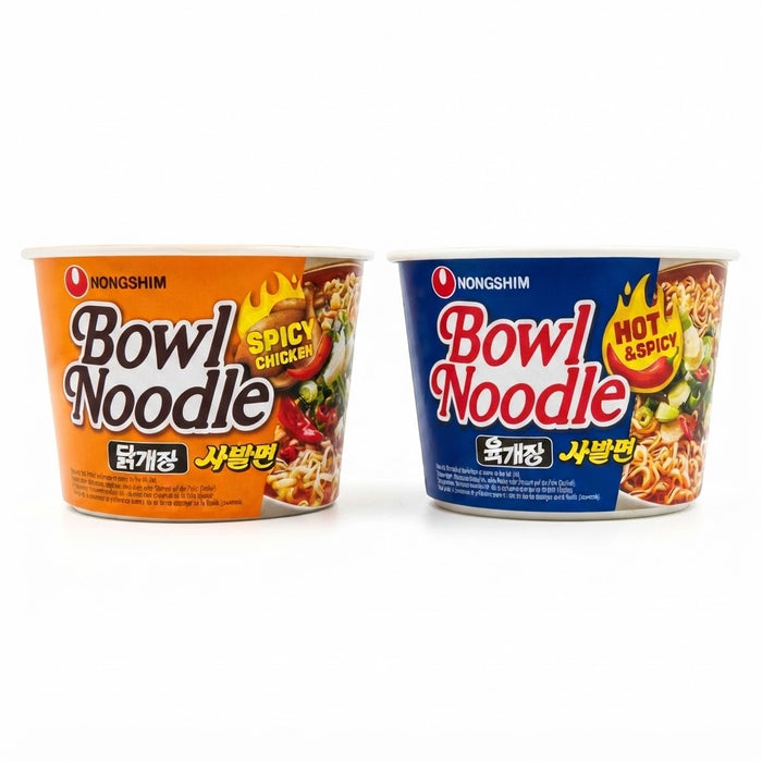 Nongshim Bowl Noodle Instant Soup – Spicy Chicken & Hot & Spicy Flavors (100g)