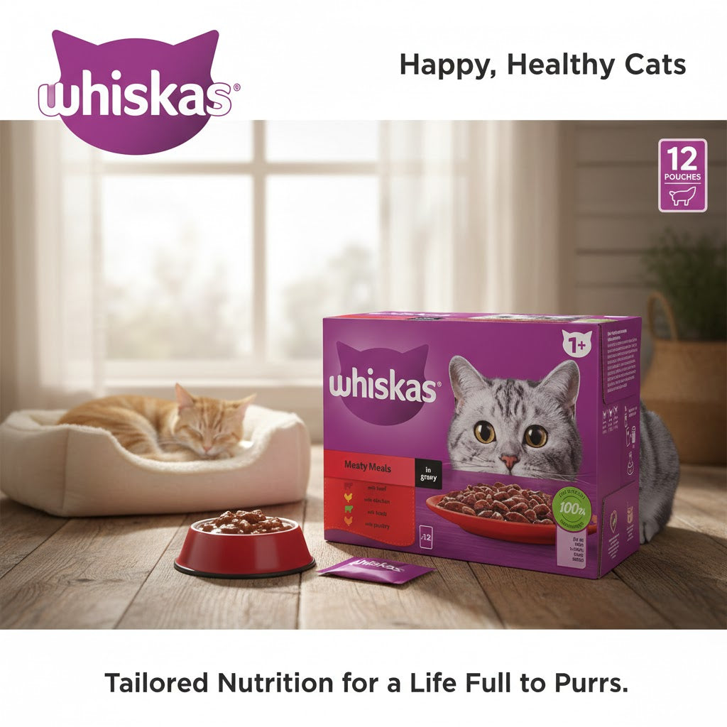 Whiskas 1+ Adult Wet Cat Food Pouches – 4 x 12 x 85g Multi-Pack