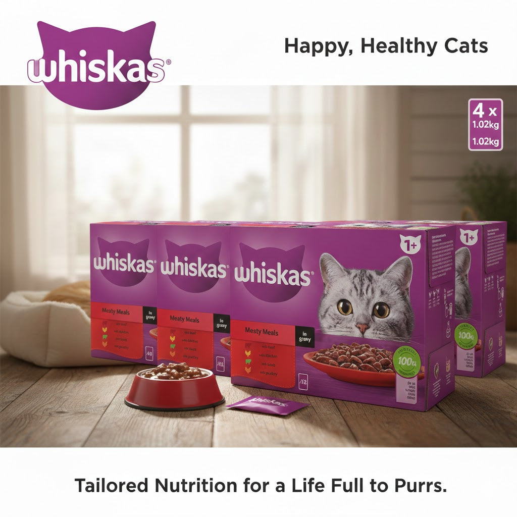Whiskas 1+ Adult Wet Cat Food Pouches – 4 x 12 x 85g Multi-Pack