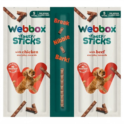 Webbox Tasty Sticks Dog Treats 55g x 18 | Chicken & Beef | High Meat