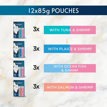GOURMET Perle Mini Fillets in Gravy Multipack – Premium Wet Cat Food (4 x 12 x 85g)