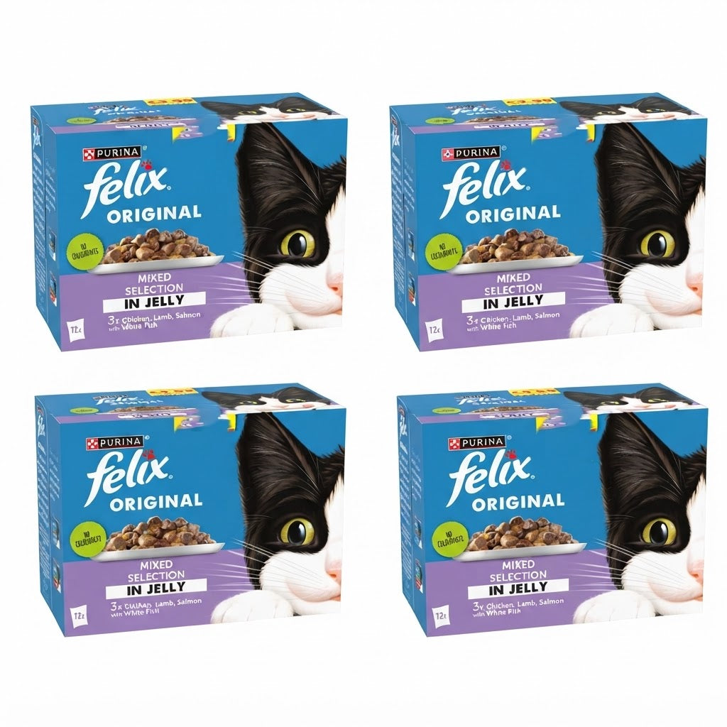 FELIX Original Wet Cat Food in Jelly – Multi-Pack Selection (4 x 12 x 85g)