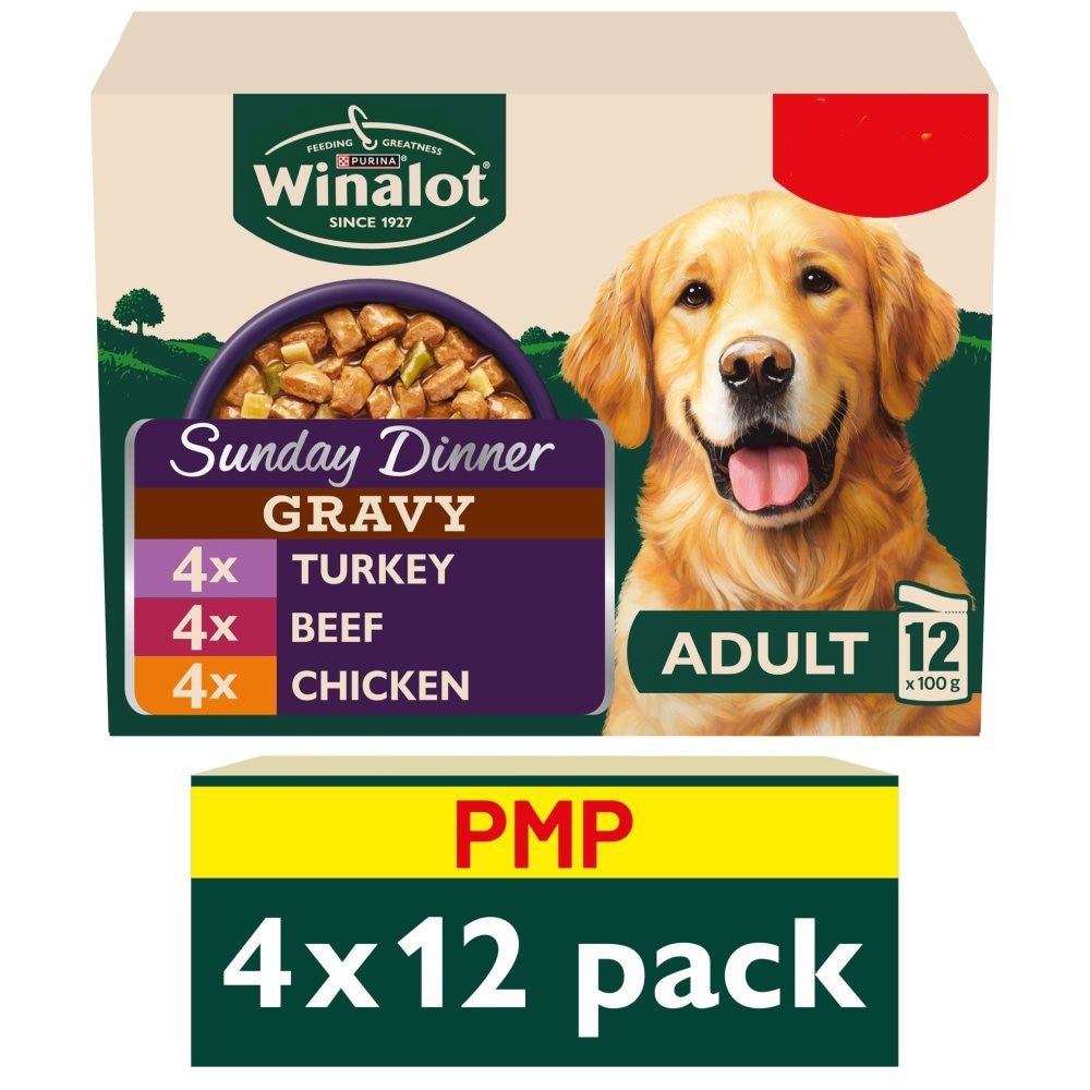 Winalot Wet Dog Food Multipack – Meaty Chunks & Sunday Dinner Selection (4 x 12 x 100g Pouches)