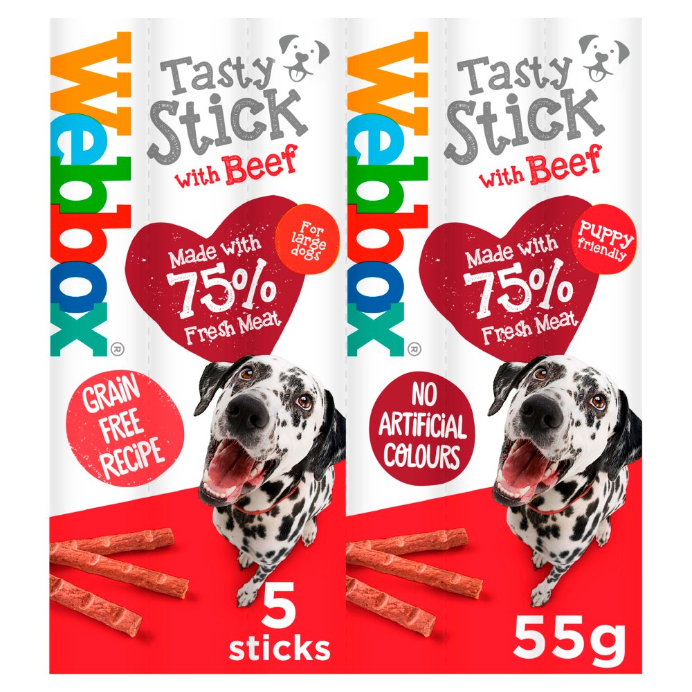 Webbox Tasty Sticks Dog Treats 55g x 18 | Chicken & Beef | High Meat