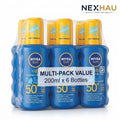 6 Pack NIVEA SUN Kids Protect & Care Coloured Spray SPF 50+ 200ml x6 Value Pack