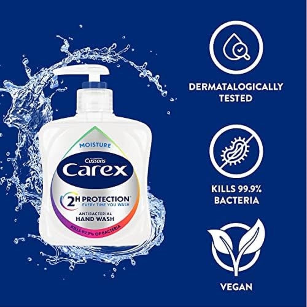 6x Carex Antibacterial Hand Wash 250ml Bulk Pack of 6 Moisture / Aloe Vera Soap