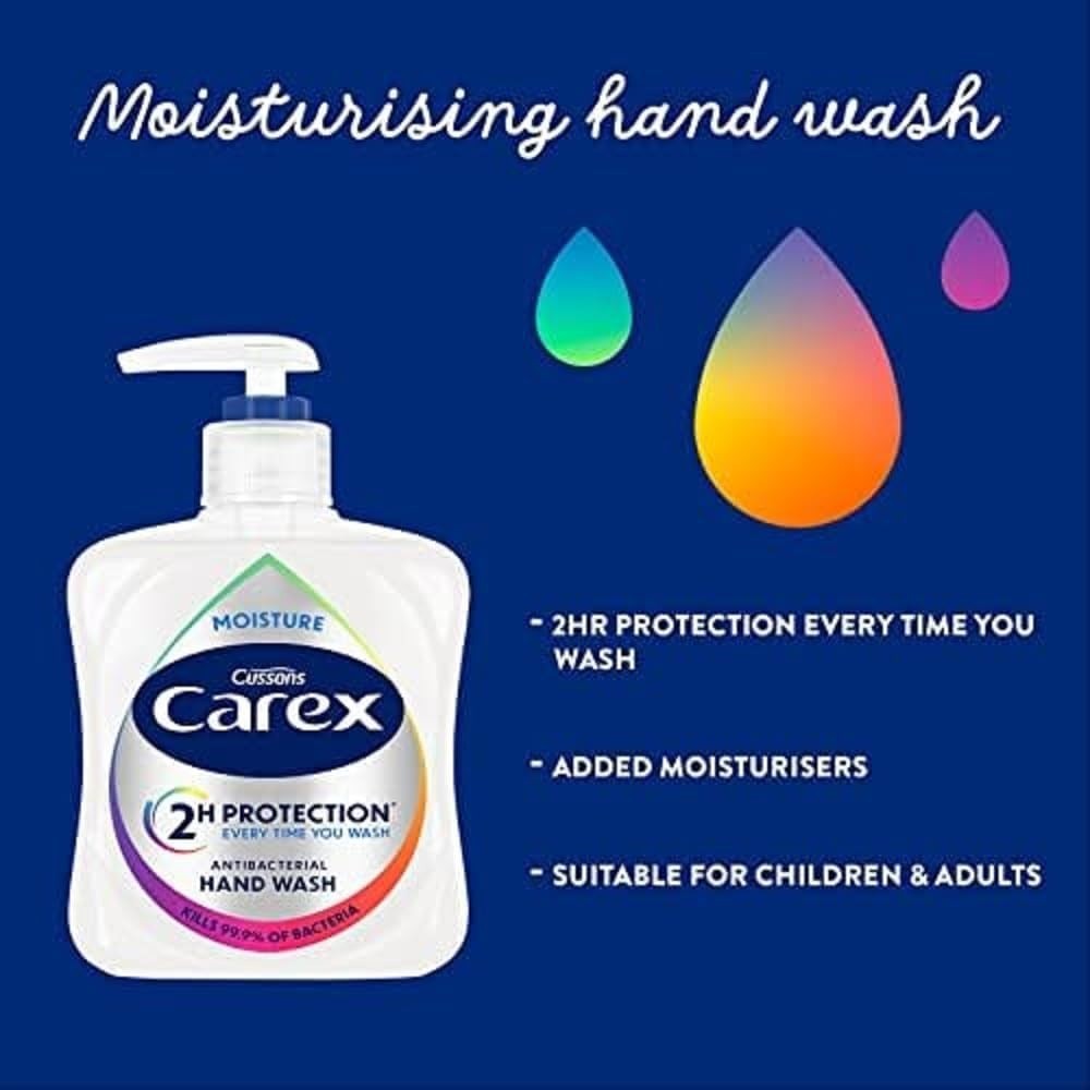 6x Carex Antibacterial Hand Wash 250ml Bulk Pack of 6 Moisture / Aloe Vera Soap
