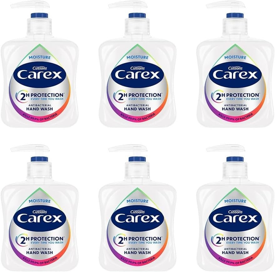 6x Carex Antibacterial Hand Wash 250ml Bulk Pack of 6 Moisture / Aloe Vera Soap