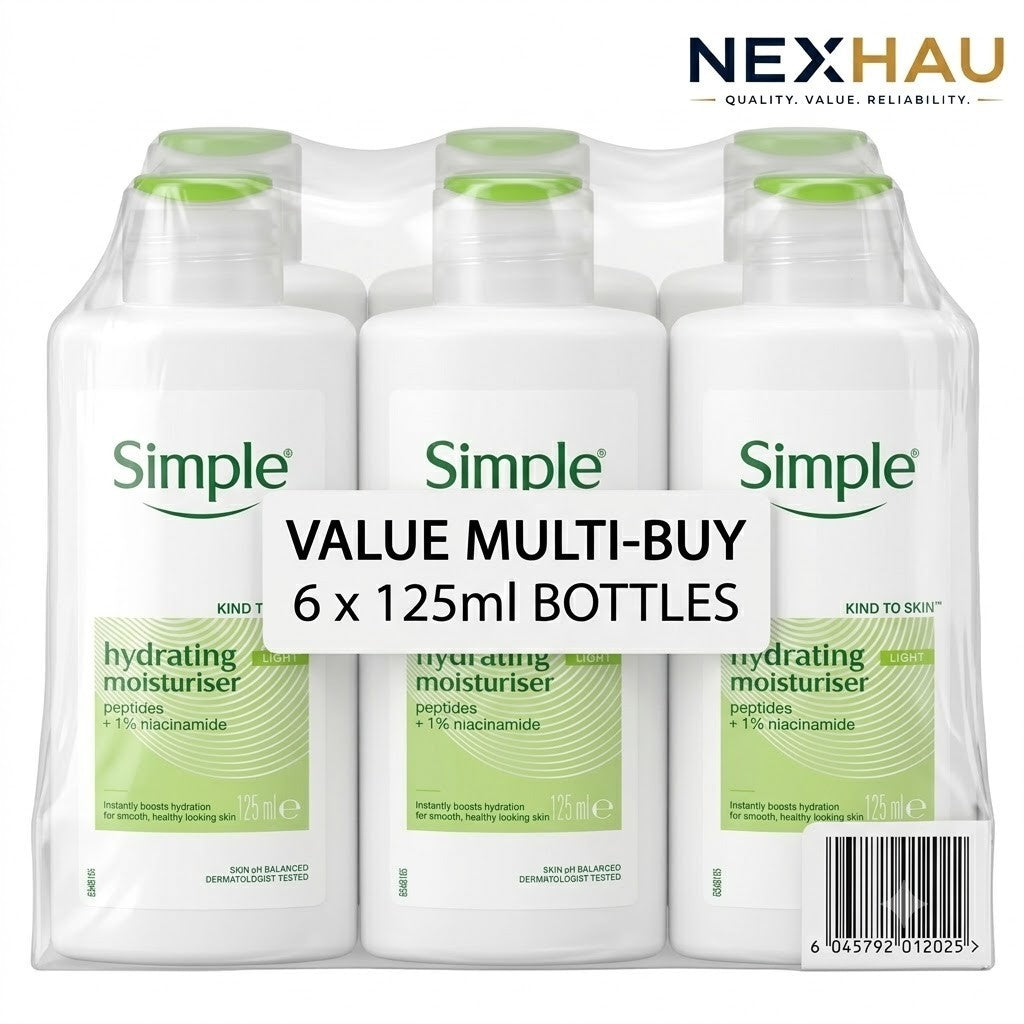 6 Pack Simple Kind to Skin Hydrating Moisturiser 125ml x6 - Value Bundle Pack