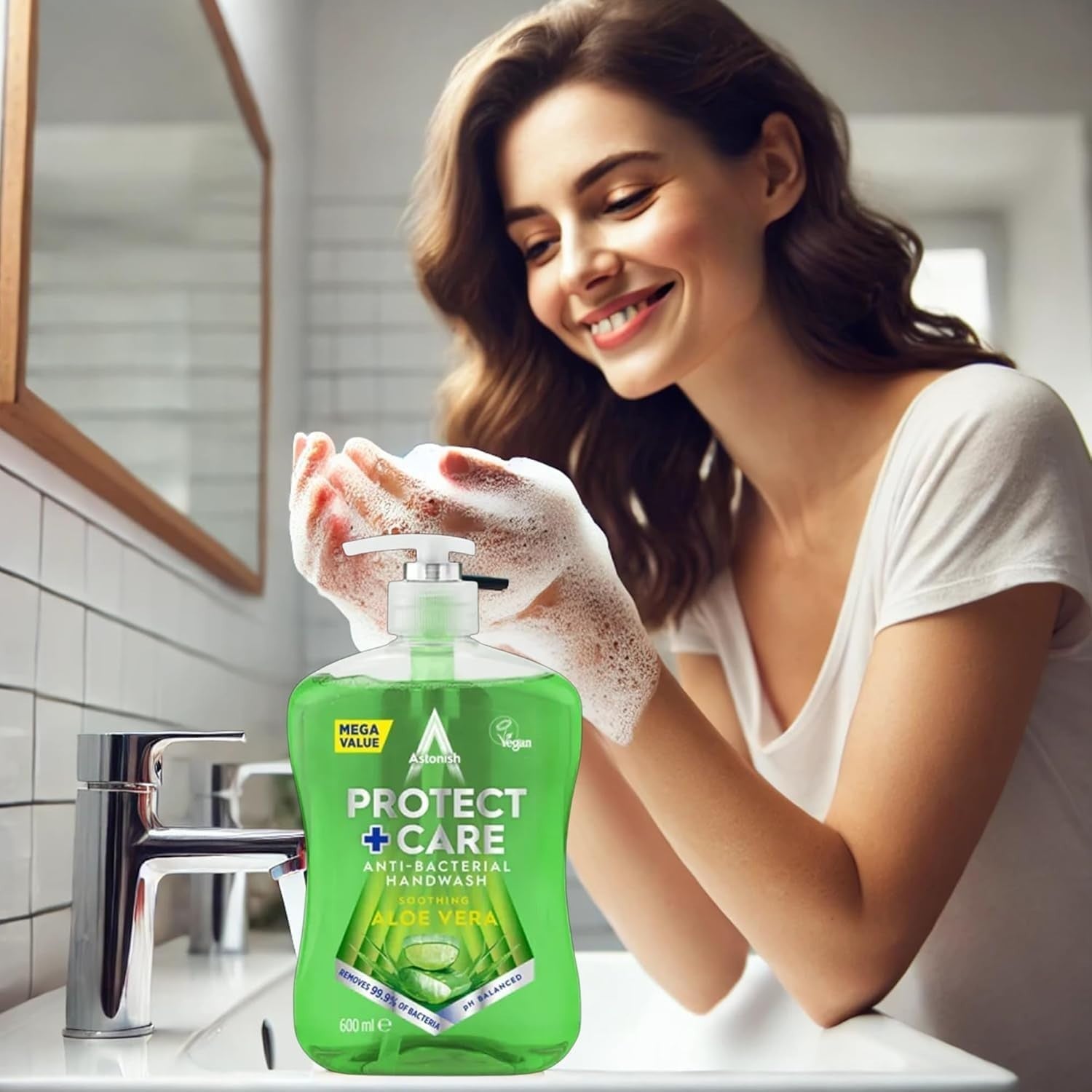 Astonish Protect & Care Antibacterial Hand Wash 600ml Bulk Pack of 6 Soap Eco