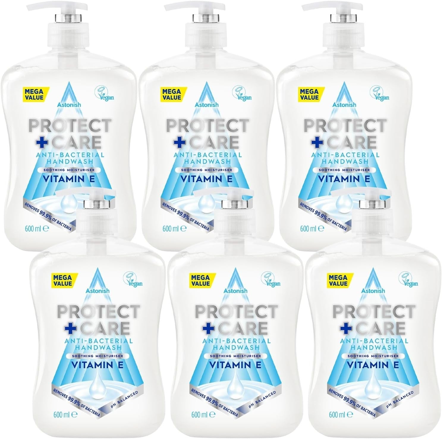Astonish Protect & Care Antibacterial Hand Wash 600ml Bulk Pack of 6 Soap Eco