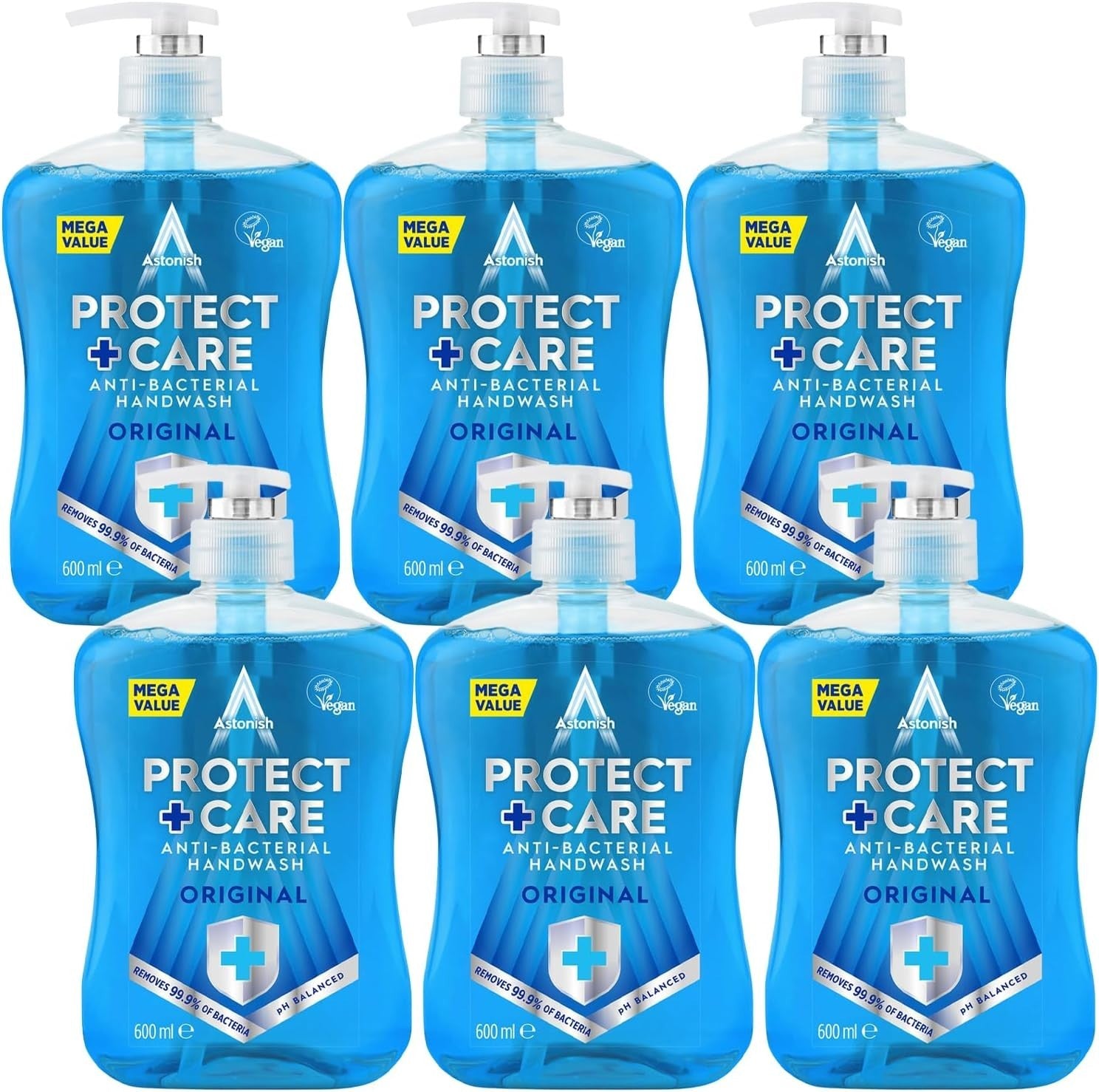 Astonish Protect & Care Antibacterial Hand Wash 600ml Bulk Pack of 6 Soap Eco