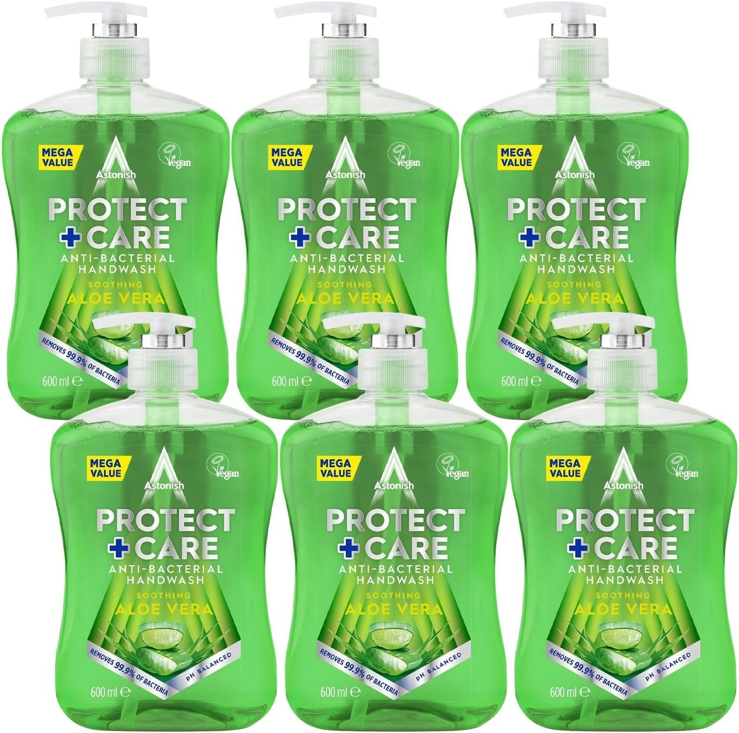 Astonish Protect & Care Antibacterial Hand Wash 600ml Bulk Pack of 6 Soap Eco