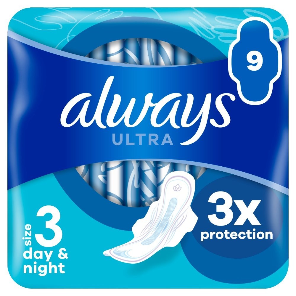 6 Pack Always Ultra Day & Night Pads (S3) Wings 9s x6 - Bulk Value Pack