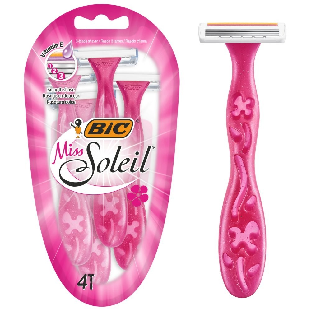 8 Pack BIC Miss Soleil Women's 3 Blade Disposable Razors 4s x8 - Bulk Value Pack