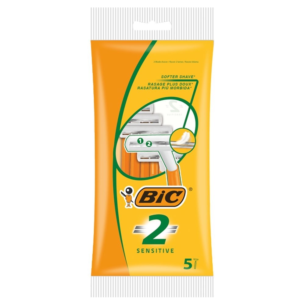 10 Pack BIC 2 Sensitive Disposable Men's Razors - 5s x10 - Value Pack Bundle