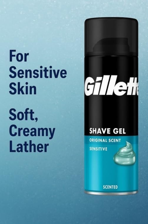 6 Pack Gillette Classic Sensitive Shave Gel 200ml x6 - Bulk Value Pack