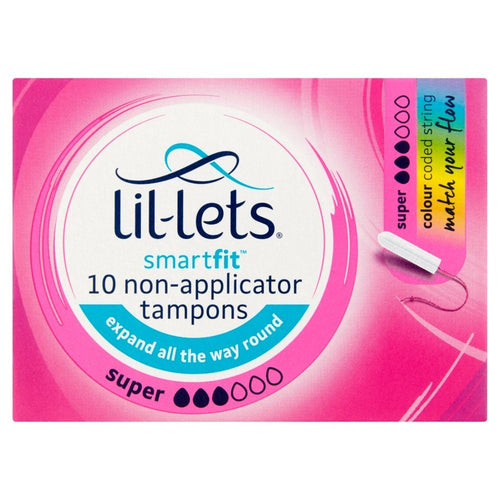 8 Pack Lil-Lets Smartfit 10 Non-Applicator Tampons Super 10s x8 - 80 Total