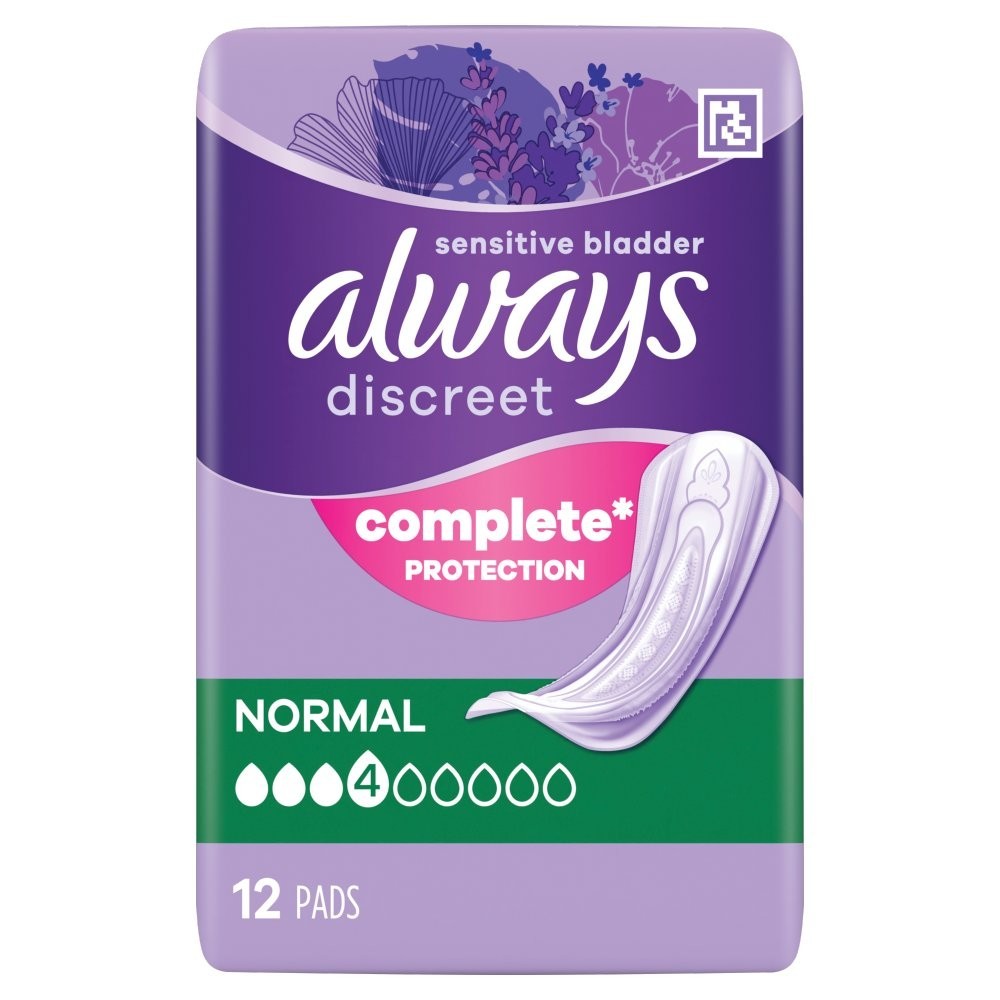 4 Pack Always Discreet Incontinence Pads Normal 12s x4 - 48 Pads Total