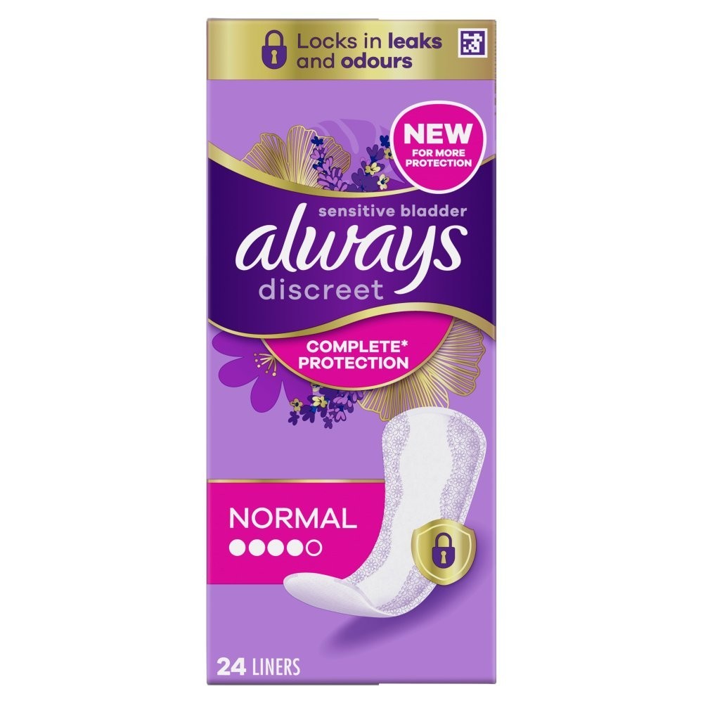 4 Pack Always Discreet Incontinence Liners Normal - 4x 24 Panty Liners