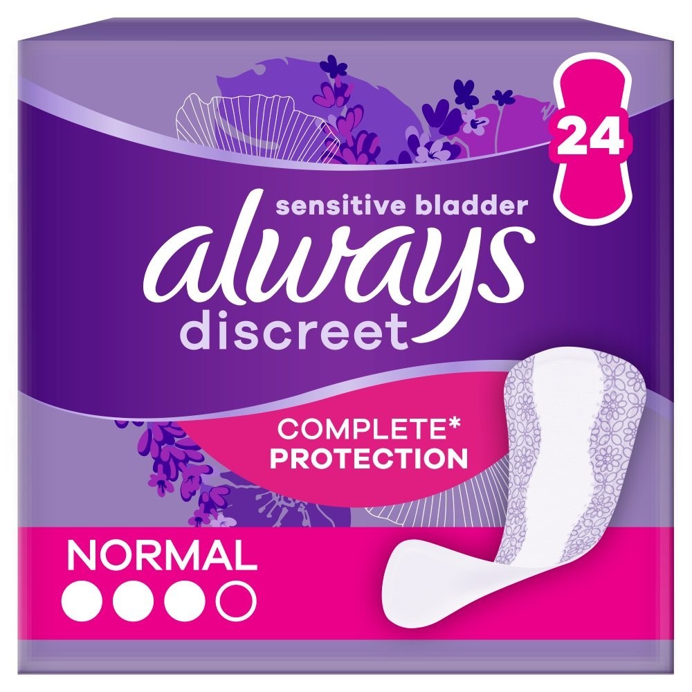 4 Pack Always Discreet Incontinence Liners Normal - 4x 24 Panty Liners