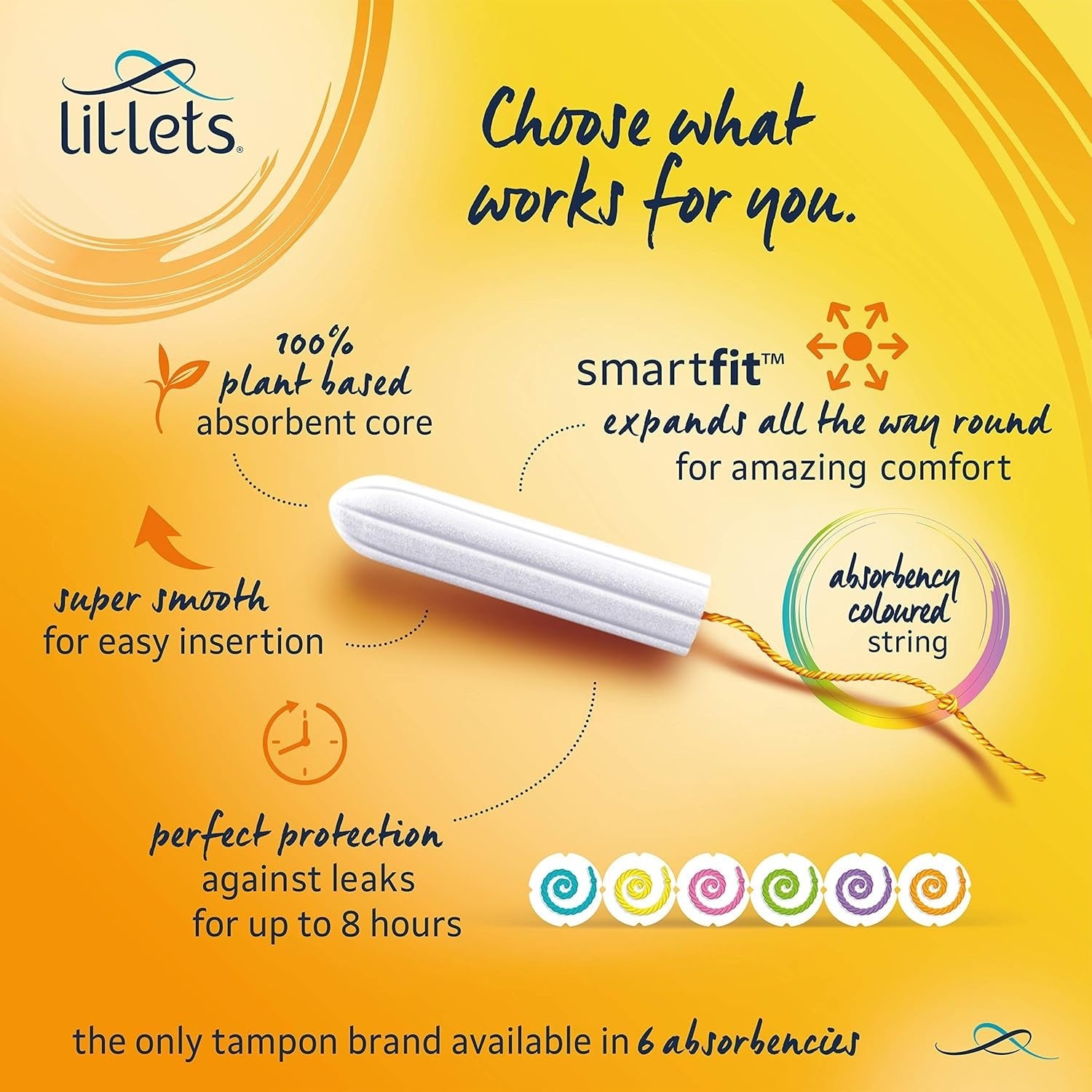 8 Pack Lil-Lets Smartfit 10 Non-Applicator Tampons Super 10s x8 - 80 Total