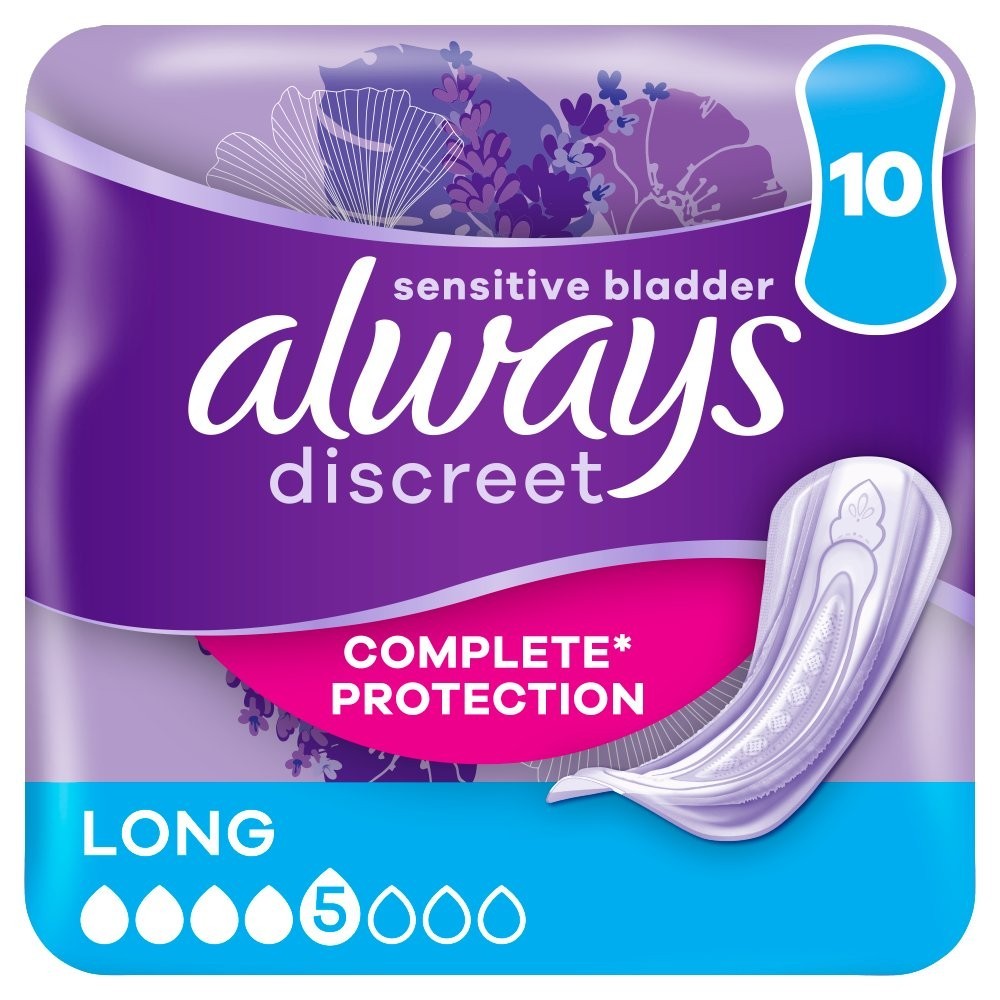 4 Pack Always Discreet Incontinence Pads Long 10s x4 - 40 Pads Total -Bulk Value