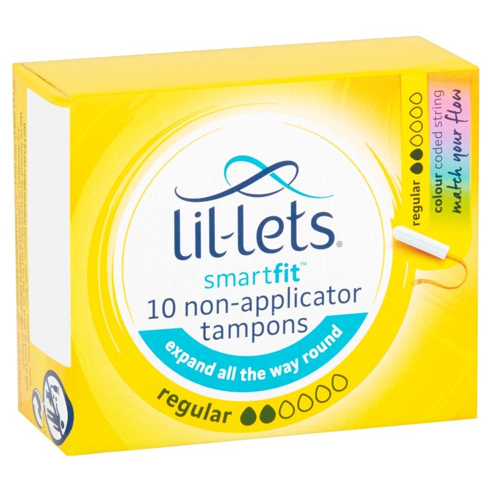 8 Pack Lil-Lets Smartfit 10 Non-Applicator Tampons Regular 10s X8 - 80 Total