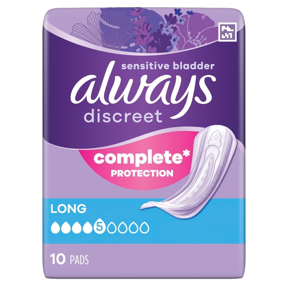 4 Pack Always Discreet Incontinence Pads Long 10s x4 - 40 Pads Total -Bulk Value