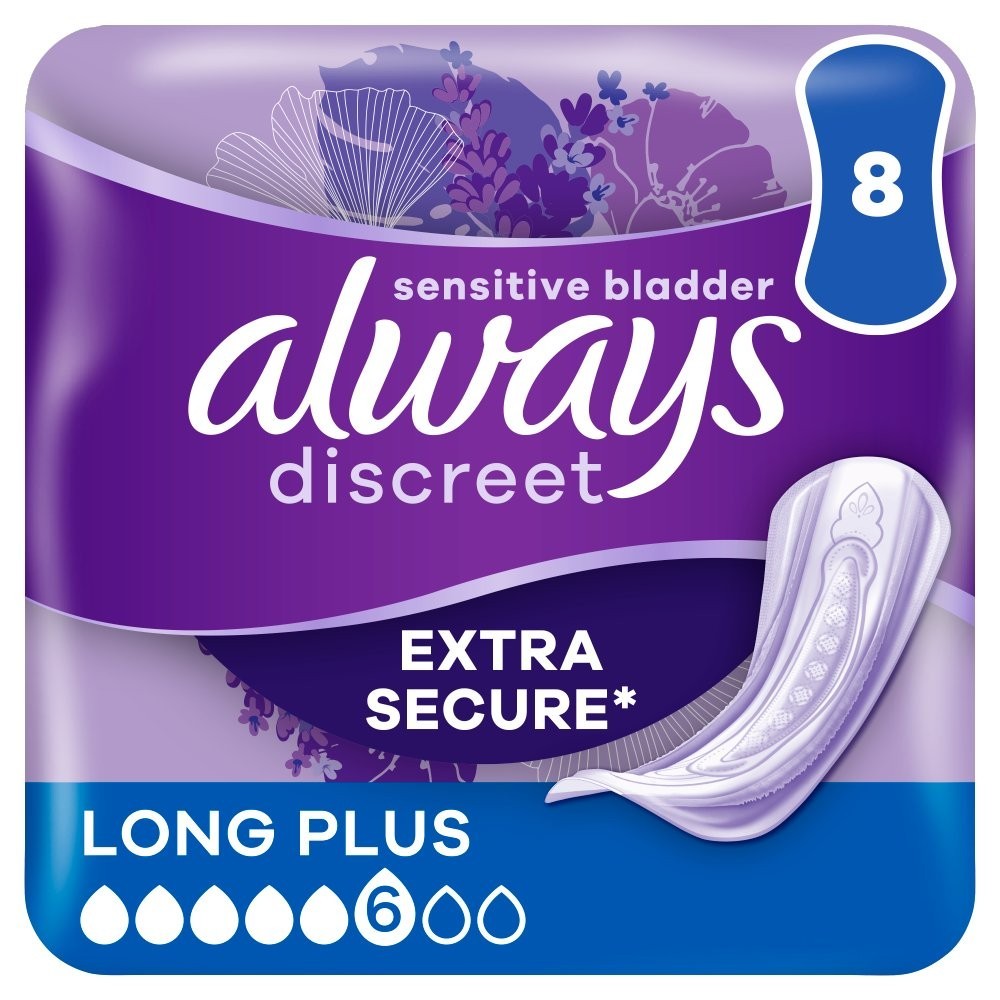 5 Pack Always Discreet Incontinence Pads Long Plus 8s x5 - 40 Pads Total